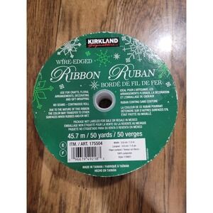 Kirkland Signature Wire-Edged Ribbon 3.8cm/1.5in (45.7m/50yd) White
